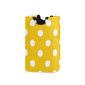 one bear yellow polka dot laundry hamper large dirty foldable clothes bags waterproof durable oxford round collapsible storage basket with handles for home bathroom bedroom