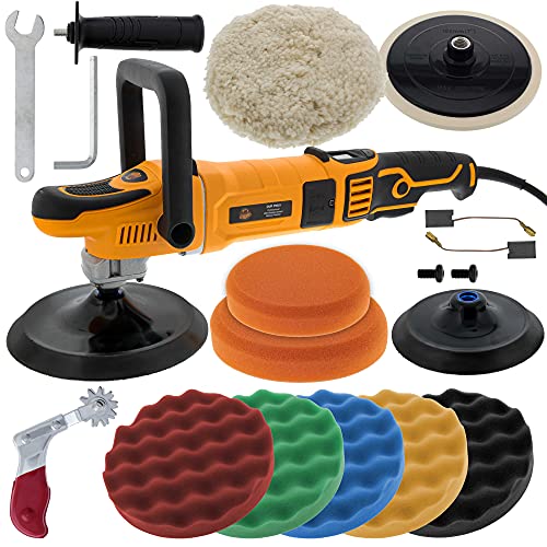 Dura-Gold Professional 7" Rotary Polisher Buffer Sander with Buffing & Polishing 8 Pad Kit, LED Variable Speed RPM Control, Heavy-Duty High-Performance, Powerful 1200 Watts - Car Auto Paint Detailing