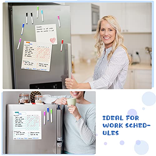 4 Pieces Magnetic Chore Chart Set, Dry Erase Refrigerator Charts, 10 Magnetic Markers with Dry Eraser, Daily Responsibility Magnetic Dry Erase Board Charts for Kid Teen Adult Fridge School Home Supply