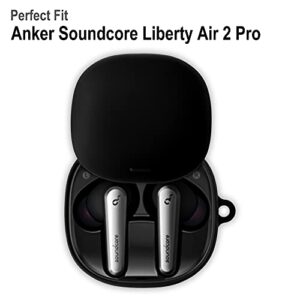 Geiomoo Silicone Carrying Case Compatible with Anker Soundcore Liberty Air 2 Pro, Portable Scratch Shock Resistant Cover with Carabiner (Black)