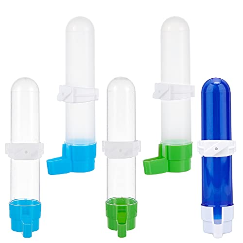 AHANDMAKER 5 Sets Automatic Bird Feeder Dispenser, 5 Styles Bird Water Bottle Drinker Container, Waterer Clip Hanging in Birds Cage for Parrots