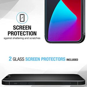 FlexGear Case for iPhone 13 and 2X Glass Screen Protectors [Full Protection] - Crystal Clear