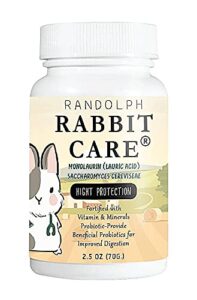 randolph rabbit food care 70 g. monolaurin laulin acid high protection formula rabbit vitamin & mineral probiotics improved digestion best prevent healthy for all small animal bunny food rabbit feed