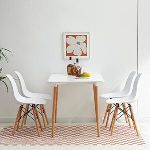 FMD White Rectangle Dining Table Mid Century Modern Wood Kitchen Table Office Desk 47" x 31.5"