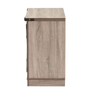 BOWERY HILL Farmhouse Brown Finished Wood 2-Door Shoe Storage Cabinet