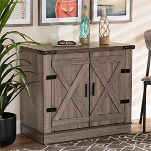 BOWERY HILL Farmhouse Brown Finished Wood 2-Door Shoe Storage Cabinet