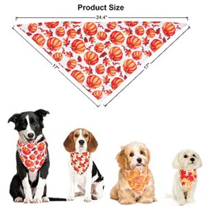 PTDECOR 4 Pack Thanksgiving Dog Bandanas Fall Autumn Dog Puppy Bandana Adjustable Dog Triangle Scarf Turkey Leaf Pumpkin Pattern Dog Thanksgiving Bandanas for Small Medium Dogs Pets