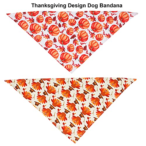 PTDECOR 4 Pack Thanksgiving Dog Bandanas Fall Autumn Dog Puppy Bandana Adjustable Dog Triangle Scarf Turkey Leaf Pumpkin Pattern Dog Thanksgiving Bandanas for Small Medium Dogs Pets