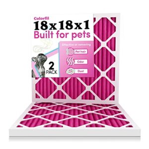 18x18x1 air filter by colorfil | color changing filters designed for cat and dog odor | merv 8 filter | air filter 18x18x1 | air conditioner filter | hvac filter for pet hair | 18x18 air filter 2 pack