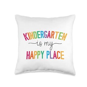 kindergarten teacher classroom decor kindergarten is my happy place classroom decorations throw pillow, 16x16, multicolor