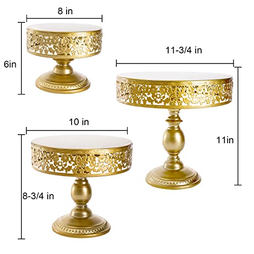 Jucoan 3 Pack Gold Metal Cake Stands, 8/10/12Inch Round Dessert Display Stand, Cupcake Holder, Pastry Serving Plate for Wedding Party Baby Shower