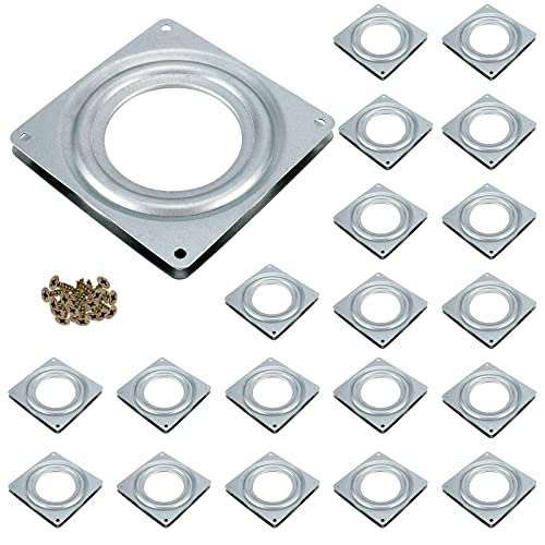 JOIKIT 20 Pack 4 Inch Lazy Susan Hardware，Lazy Susan Turntable Bearing Plate with Screws, Lazy Susan Bearing Swivel Plates for Serving Trays, Racks, Tables, 300lbs Load Capacity