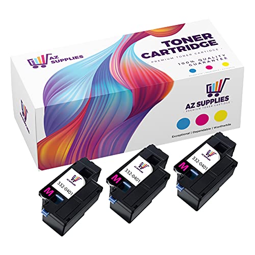 AZ Supplies Compatible Toner Cartidge Replacement for Dell 332-0401 4J0X7 V3W4C Compatible with Color Laser C1660 Color Laser C1660W Magenta 3 Pack