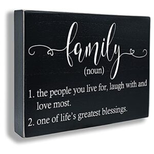 maoerzai family inspirational quotes wall art, wooden box sign home wall decoration, rustic farmhouse bedroom living room office tabletop wall art decor. (8 x 6 x 1.2 inch, black - family-3)
