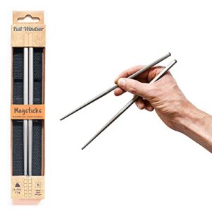 MAGSTICKS Premium Magnetic Titanium Chopsticks - Reusable Travel Chop Sticks - Korean, Japanese, Chinese & Oriental Eating & Cooking Chopsticks - 100% Eco-friendly - Light-weight for Kids and Adults