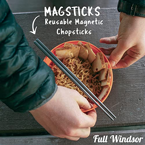 MAGSTICKS Premium Magnetic Titanium Chopsticks - Reusable Travel Chop Sticks - Korean, Japanese, Chinese & Oriental Eating & Cooking Chopsticks - 100% Eco-friendly - Light-weight for Kids and Adults