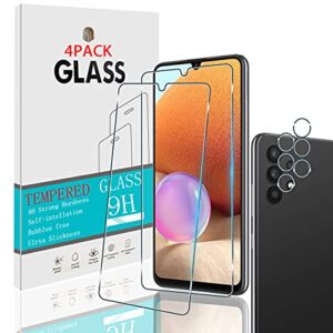 [4 pack] for samsung galaxy a32 5g screen protector （2 pack）+ camera lens protector（2 pack）for samsung galaxy a32 5g tempered glass,hd clear tempered glass screen protector ,easy installationanti-scratch/bubble free