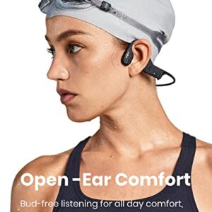 SHOKZ OpenSwim Swimming MP3 - Bone Conduction MP3 Waterproof Headphones for Swimming - Open-Ear Wireless Headphones, No Bluetooth, with Nose Clip and Earplug (Black)