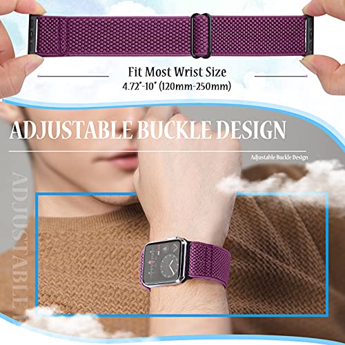 Tiptops 10 PACK Elastic Watch Band Compatible with Apple Watch Band 38mm 40mm 41mm 42mm 44mm 45mm , Adjustable Length, Stretch Nylon Sports Watch Strap, Compatible with iWatch Bands Series 8/7/SE/6/5/4/3/2/1/SE for Men Women