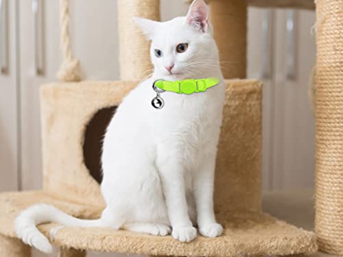 Uteuvili 12 PCS Breakaway Cat Collars with Bell Colorful Soft Safety Buckle Cat Collars Adjustable Breakaway Kitten Collars Safety Collars for Cats, 7 in-11 in