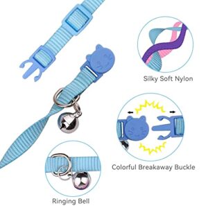 Uteuvili 12 PCS Breakaway Cat Collars with Bell Colorful Soft Safety Buckle Cat Collars Adjustable Breakaway Kitten Collars Safety Collars for Cats, 7 in-11 in