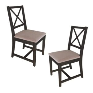 daiva casa dining chair wooden set of 2- chair accent dine in chair - upholstered chair with x-back, brown chair back or white dining chair - modern chair furniture chair mira living room chair small