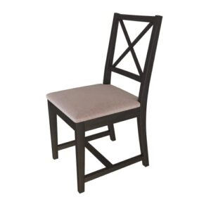 DAIVA CASA Dining Chair Wooden Set of 2- Chair Accent Dine in Chair - Upholstered Chair with X-Back, Brown Chair Back or White Dining Chair - Modern Chair Furniture Chair Mira Living Room Chair Small