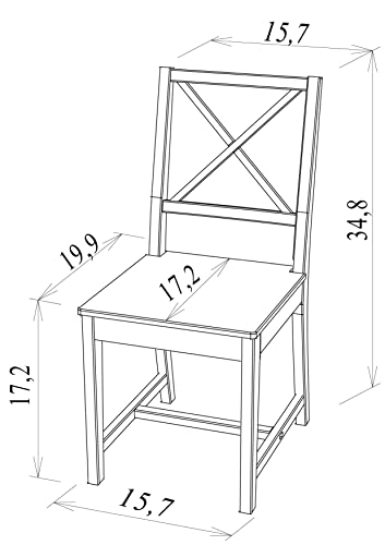DAIVA CASA Dining Chair Wooden Set of 2- Chair Accent Dine in Chair - Upholstered Chair with X-Back, Brown Chair Back or White Dining Chair - Modern Chair Furniture Chair Mira Living Room Chair Small