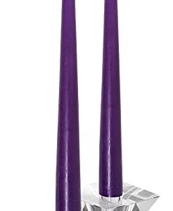 Hyoola Tall Taper Candles - 10 Inch Purple Unscented Dripless Taper Candles - 8 Hour Burn Time - 12 Pack