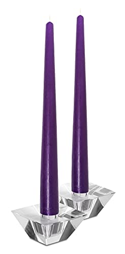 Hyoola Tall Taper Candles - 10 Inch Purple Unscented Dripless Taper Candles - 8 Hour Burn Time - 12 Pack