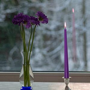 Hyoola Tall Taper Candles - 10 Inch Purple Unscented Dripless Taper Candles - 8 Hour Burn Time - 12 Pack