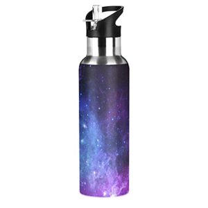 senya water bottle handle straw lid, universe galaxy nebula space vacuum insulated stainless steel thermos water bottle leak proof sports coffee maker cup