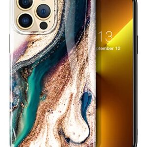 GVIEWIN for iPhone 13 Pro Max Case, Marble Soft TPU Shockproof Protective Case, Ultra Slim Thin Glossy Stylish Phone Cover, 6.7" 2021(Drift Sand/Brown)