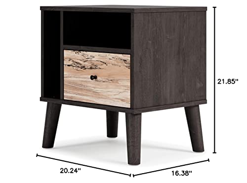 Signature Design by Ashley Piperton 1 Drawer Nightstand, 21"W x 17"D x 22"H, Black