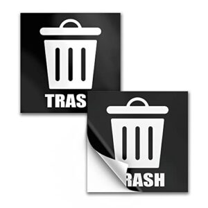 2 pcs trash sticker 4"x4" - trash and recycling stickers for trash can - waste management sticker - trash can stickers - trash recycle stickers for trash bins - trash stickers bins - trash sign