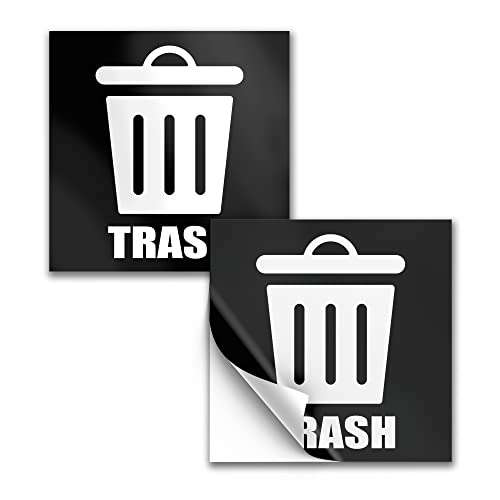 2 PCs Trash Sticker 4"x4" - Trash and Recycling Stickers for Trash Can - Waste Management Sticker - Trash Can Stickers - Trash Recycle Stickers for Trash Bins - Trash Stickers Bins - Trash Sign