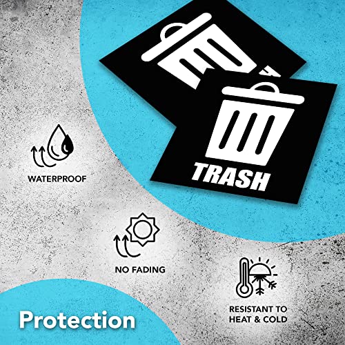 2 PCs Trash Sticker 4"x4" - Trash and Recycling Stickers for Trash Can - Waste Management Sticker - Trash Can Stickers - Trash Recycle Stickers for Trash Bins - Trash Stickers Bins - Trash Sign