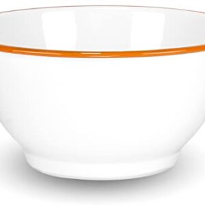 Red Co. Set of 2 Enamelware Metal Large Classic 4 quart Round Salad Serving Bowl, Solid White/Orange Rim