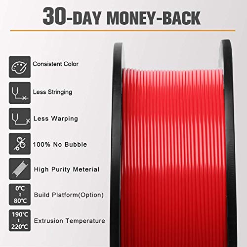 SUNLU PLA 3D Printer Filament, PLA Filament 1.75 mm Dimensional Accuracy +/- 0.02 mm, 1 KG Spool, PLA Grey+Red