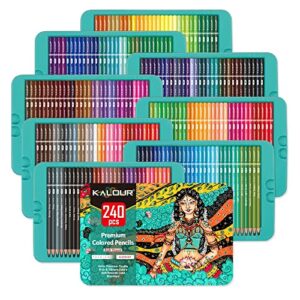 kalour professional colored pencils,set of 240 colors,artists soft core with vibrant color,ideal for drawing sketching shading,coloring pencils for adults artists beginners