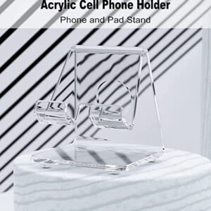 DesignComfort Acrylic Cell Phone Stand , Acrylic Phone Stand for Desk,Clear Phone Stand, Dock, Cradle, Compatible with Phone 13 Pro Max Mini 11 Xr 8 SE, Android Smartphone, Pad,Desk Accessories