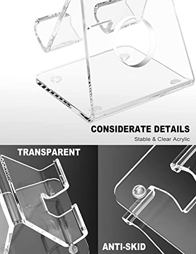 DesignComfort Acrylic Cell Phone Stand , Acrylic Phone Stand for Desk,Clear Phone Stand, Dock, Cradle, Compatible with Phone 13 Pro Max Mini 11 Xr 8 SE, Android Smartphone, Pad,Desk Accessories