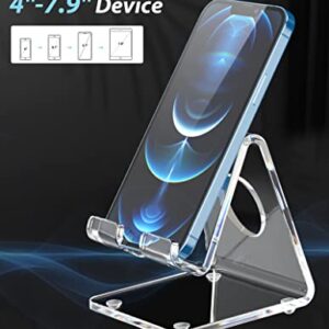 DesignComfort Acrylic Cell Phone Stand , Acrylic Phone Stand for Desk,Clear Phone Stand, Dock, Cradle, Compatible with Phone 13 Pro Max Mini 11 Xr 8 SE, Android Smartphone, Pad,Desk Accessories