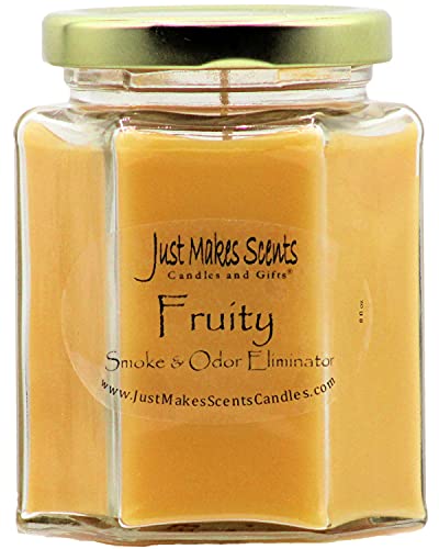 Fruit Scented Smoke and Odor Eliminator Candle - Odor Eliminating Scented Candles for Home - Neutralizes Cigarette, Food, and Pet Smells - Hand Poured in The USA by Just Makes Scents