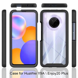 Huawei Y9A Case, EabHulie Hybrid Transparent Back Rugged Bumper No Slip Shockproof Protective Case Cover for Huawei Y9A Black
