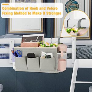 Lilithye Bedside Caddy Bedside Organizer Bedside Storage Caddy with Fixed Straps and Water Bottle Holder for Home College Dorm Bunk Bed Hospital Bed Crib Bed Rails (Grey)