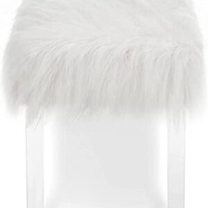 New Classic Furniture Marilyn Upholstered Glam Faux Fur Bench, 48.75-inch, White