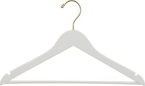 quality wooden suit hangers 50 pack, smooth wood coat hanger with pants bar and notches white finish
