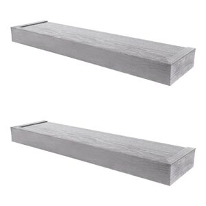 high & mighty 515621 modern 24" floating shelf holds up to 20lbs, easy tool-free dry wall installation, flat, retail pack of 2, gray