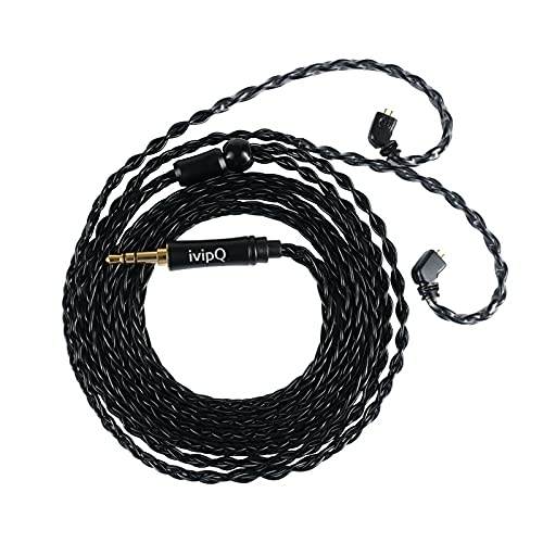 8-Strand Aluminum Alloy Cross Braided Headphone Cable Pink and Black Headphone Upgrade Replacement line MMCX/2Pin/QDC/TFZ/2.5mm-4.4mm to Improve The Sound Quality Headphone Cable. (QDC, 3.5mm, Black)